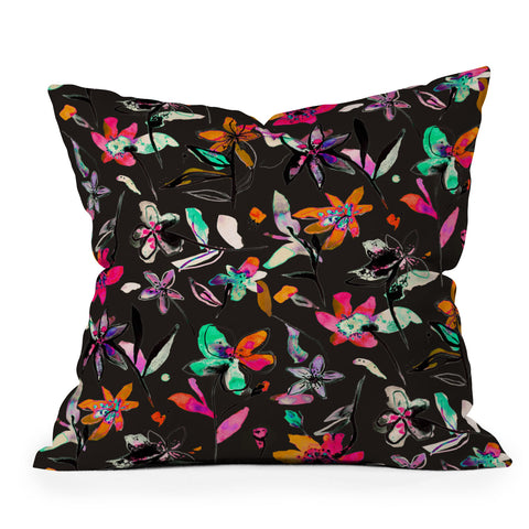 Ninola Design Colorful Ink Flowers Throw Pillow