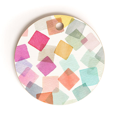 Ninola Design Confetti Party Plaids Geometry Cutting Board Round