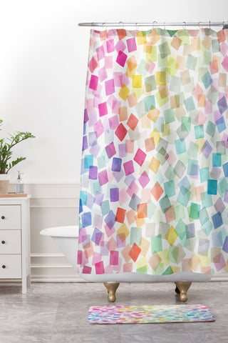 Ninola Design Confetti Party Plaids Geometry Shower Curtain And Mat