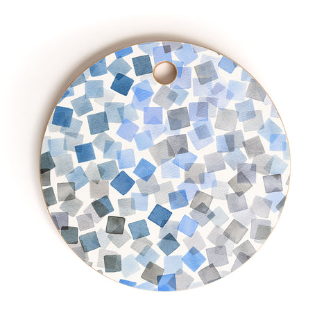 Ninola Design Confetti Plaids Blue Cutting Board Round