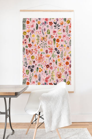 Ninola Design Countryside botanical Pink Art Print And Hanger
