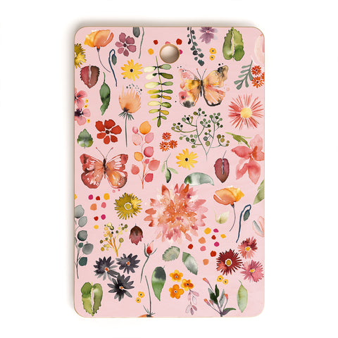 Ninola Design Countryside botanical Pink Cutting Board Rectangle