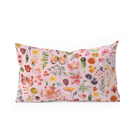 Ninola Design Countryside botanical Pink Oblong Throw Pillow