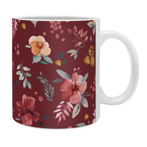 Ninola Design Countryside Floral Dark Red Coffee Mug