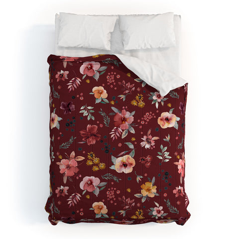 Ninola Design Countryside Floral Dark Red Comforter