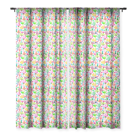 Ninola Design Cute and colorful tropical jungle Sheer Window Curtain