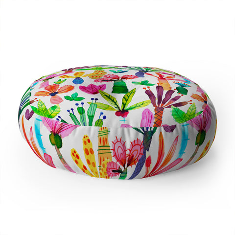 Ninola Design Cute and colorful tropical jungle Floor Pillow Round