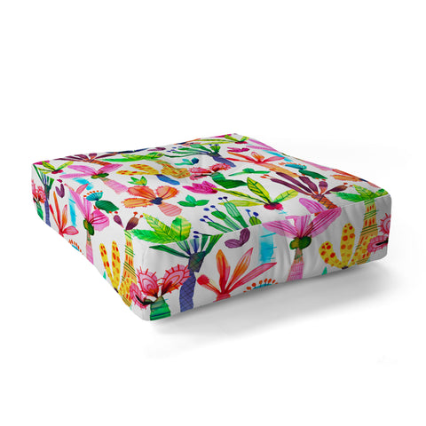 Ninola Design Cute and colorful tropical jungle Floor Pillow Square