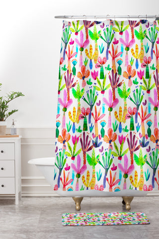 Ninola Design Cute and colorful tropical jungle Shower Curtain And Mat