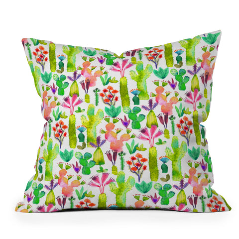Ninola Design Cute and green cacti garden plants Throw Pillow
