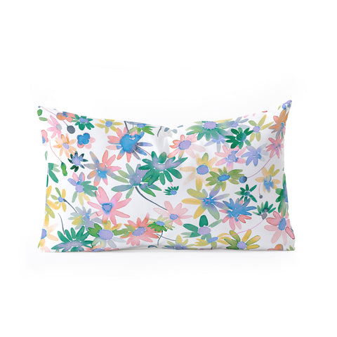 Ninola Design Daisies Spring blooms Oblong Throw Pillow