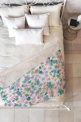 Ninola Design Daisies Spring blooms Fleece Throw Blanket