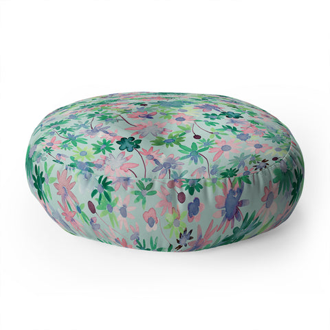 Ninola Design Daisies Spring Green Floor Pillow Round
