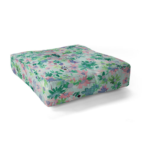 Ninola Design Daisies Spring Green Floor Pillow Square