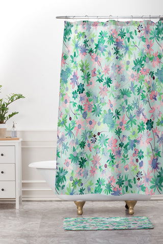 Ninola Design Daisies Spring Green Shower Curtain And Mat
