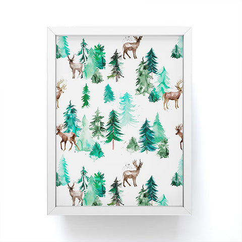 Ninola Design Deer Forest Watercolor Framed Mini Art Print