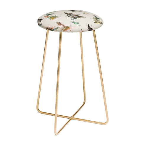 Ninola Design Deers and trees forest Beige Counter Stool