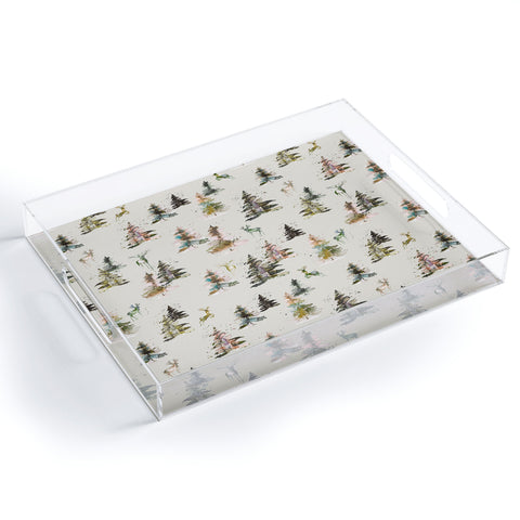 Ninola Design Deers and trees forest Beige Acrylic Tray