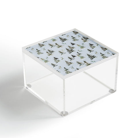 Ninola Design Deers and trees forest Blue Acrylic Box