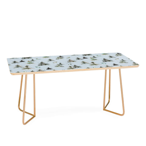 Ninola Design Deers and trees forest Blue Coffee Table