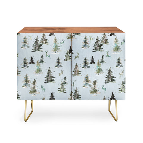 Ninola Design Deers and trees forest Blue Credenza