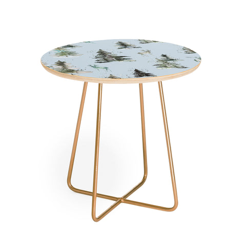 Ninola Design Deers and trees forest Blue Round Side Table