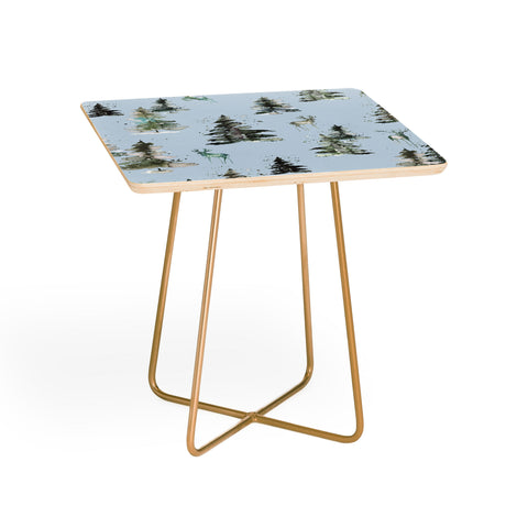 Ninola Design Deers and trees forest Blue Side Table
