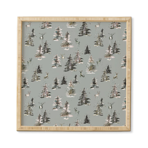 Ninola Design Deers and trees forest Gray Framed Wall Art