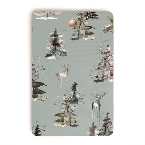 Ninola Design Deers and trees forest Gray Cutting Board Rectangle