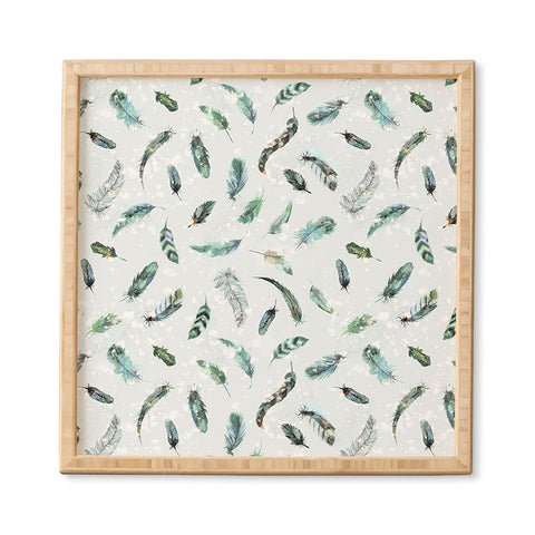 Ninola Design Delicate feathers soft green Framed Wall Art
