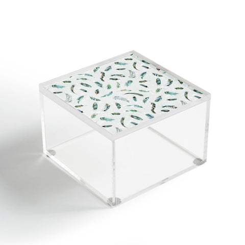 Ninola Design Delicate feathers soft green Acrylic Box