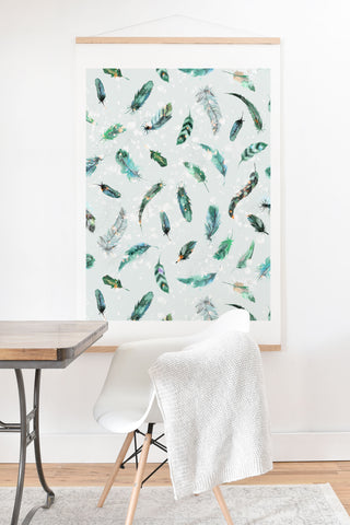 Ninola Design Delicate feathers soft green Art Print And Hanger