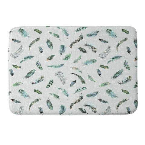 Ninola Design Delicate feathers soft green Memory Foam Bath Mat