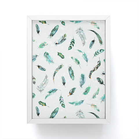 Ninola Design Delicate feathers soft green Framed Mini Art Print