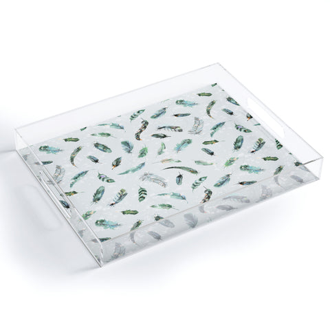 Ninola Design Delicate feathers soft green Acrylic Tray