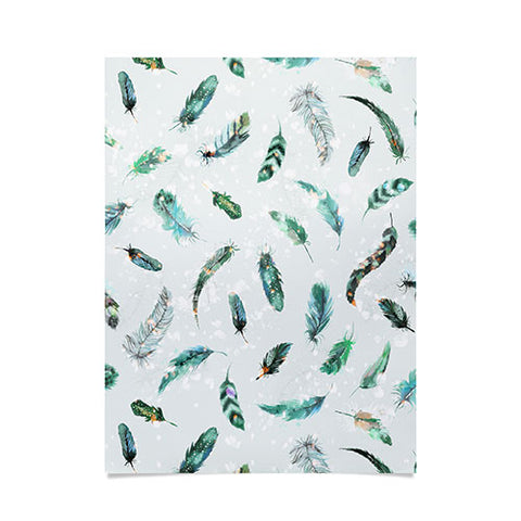 Ninola Design Delicate feathers soft green Poster