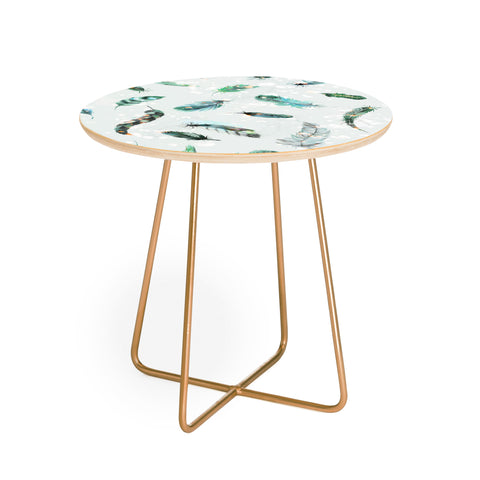 Ninola Design Delicate feathers soft green Round Side Table