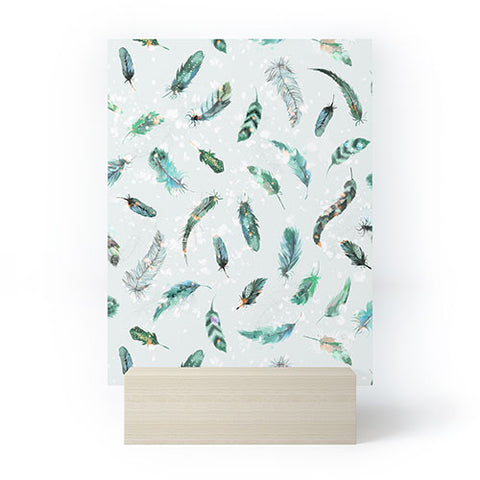 Ninola Design Delicate feathers soft green Mini Art Print