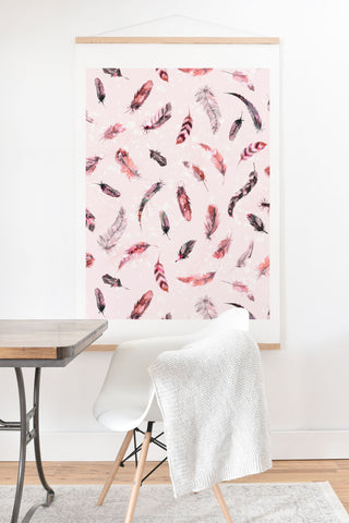 Ninola Design Delicate light soft feathers pink Art Print And Hanger
