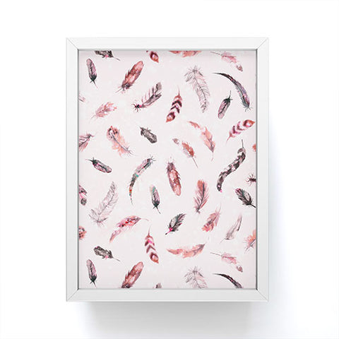 Ninola Design Delicate light soft feathers pink Framed Mini Art Print