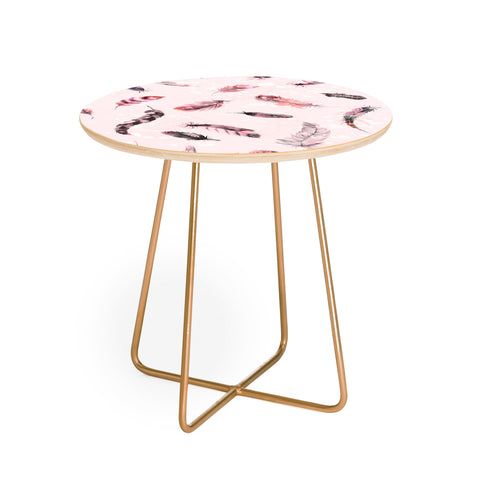 Ninola Design Delicate light soft feathers pink Round Side Table