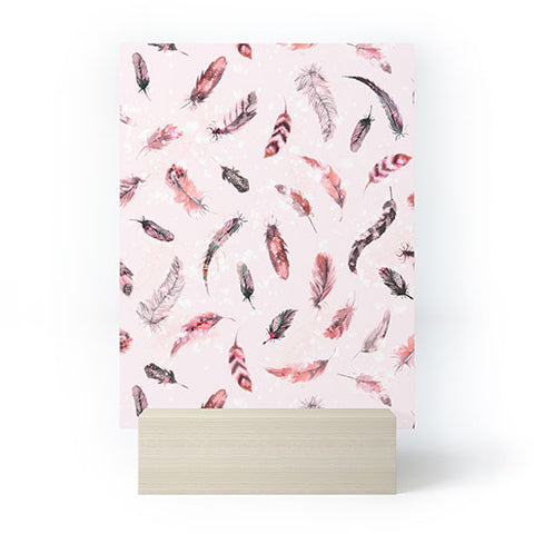 Ninola Design Delicate light soft feathers pink Mini Art Print