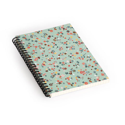 Ninola Design Ditsy flowers Green Spiral Notebook