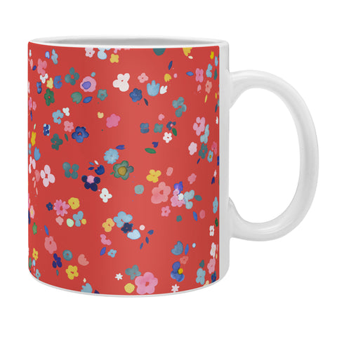 Ninola Design Ditsy modern flowers Red Coffee Mug