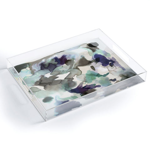 Ninola Design Expressive Abstract Painting Aqua Acrylic Tray