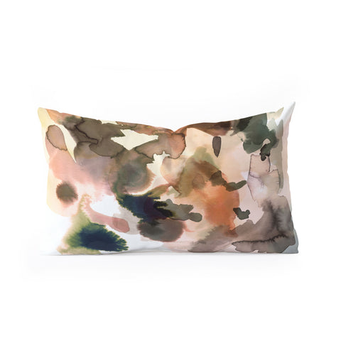 Ninola Design Expressive Abstract Painting Orange Oblong Throw Pillow