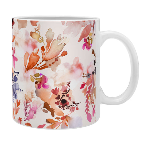 Ninola Design Fall Flowers Watercolor Orange Coffee Mug