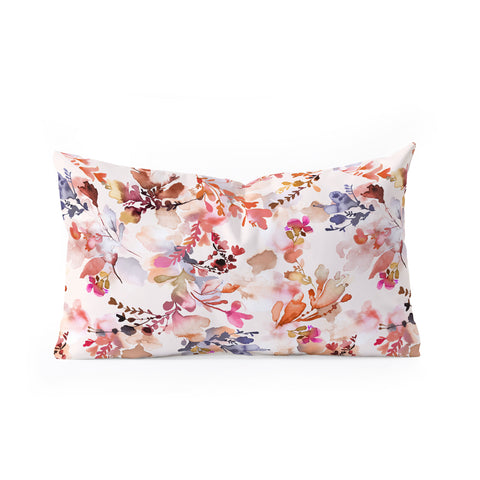 Ninola Design Fall Flowers Watercolor Orange Oblong Throw Pillow