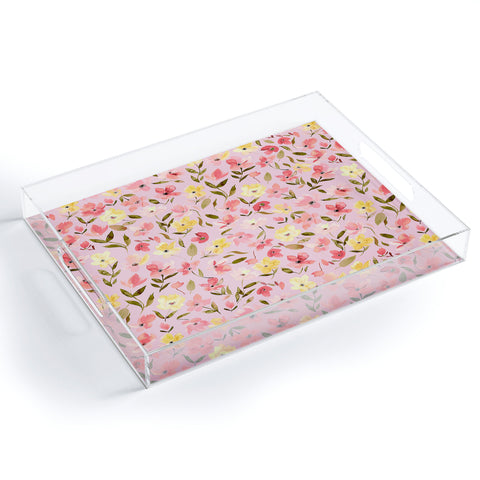 Ninola Design Fresh flowers Pink Acrylic Tray