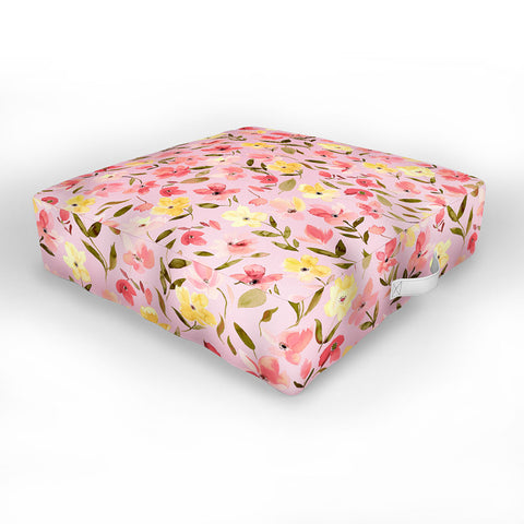 Ninola Design Fresh flowers Pink Outdoor Floor Cushion